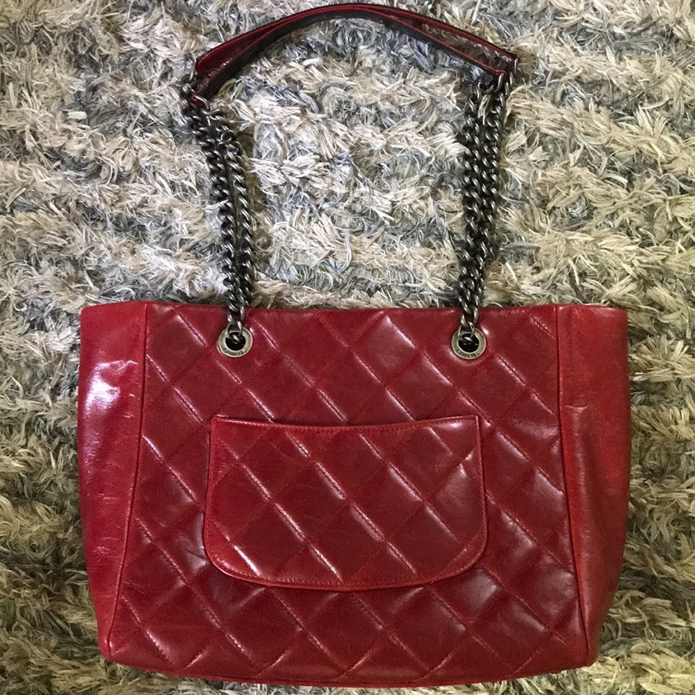 Chanel Red Leather Bag L 10.5” x W 4” x H 8.5” - Picture 4 of 7